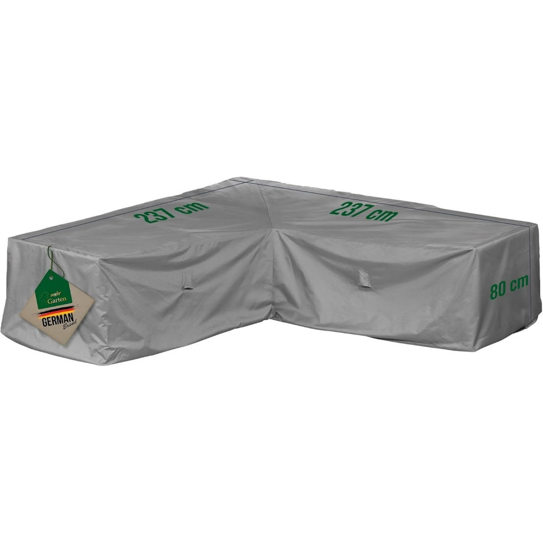 Lounge Schutzhuelle L-Form 237x237x80 cm 600D Oxford wasserdicht UV-bestaendig reissfest und winterfest - robuste Gartenmoebel Abdeckung mit Kordelzug fuer sicheren Halt