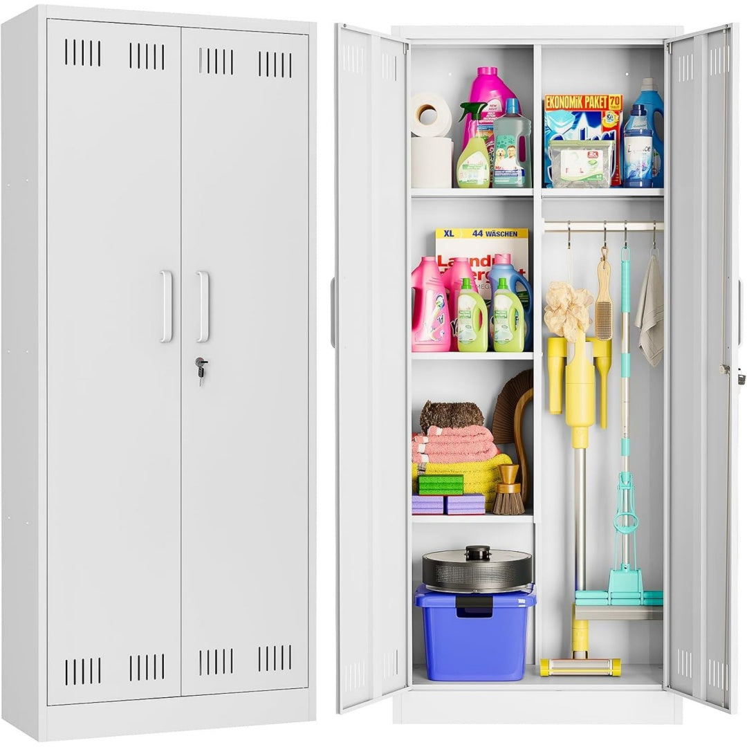 Sightlife Besenschrank Mehrzweckschrank Staubsaugerschrank Putzmittelschrank Putzschrank Haushaltsschrank Stauraumschrank Hofschrank Waescheschrank Vorratsschrank Flurschrank Stahlschrank 70x30x168 cm