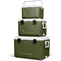 igloo stapelbare passivkuehlboxen set 55l 27l 11l platzsparende campingkuehlboxen robust leicht ideal fuer picknick strand outdoor freizeit ineinander verstaubar gruen