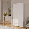 Forte Home Nook Merhzweckschrank 100 40 moderner Schwebetuerenschrank mit 2 Tueren schmal Flur Holzwerkstoff Weiss 1001 cm breit x 1905 cm hoch x 391 cm tief