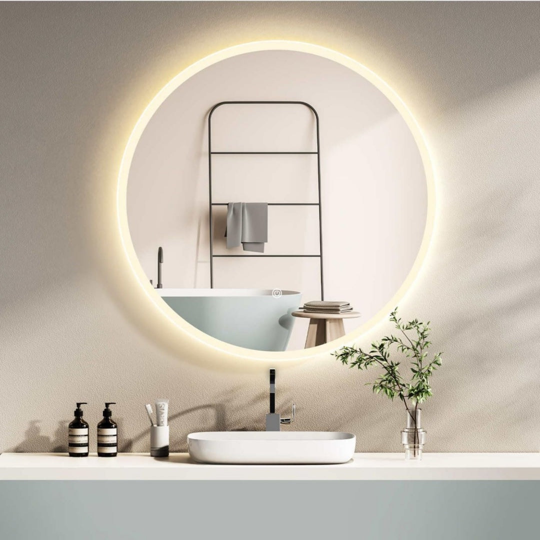 HOKO Wandspiegel Rund 60cm LED Badspiegel Beleuchtungmit Touch SchalterMemory FunktionLicht Wechsel 2700-6500K Warmweiss-Kaltweiss-Neutral