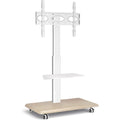 RFIVER TV Staender mit Rollen fuer 26-70 Zoll Max 40KG Vesa 400x400 mm Rollbar Fernsehstaender Bodenstaender TV Rollwagen Wagen mit Rollen TV Schrank Hoehenverstellbar Drehbar Holz Weiss