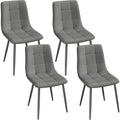 EUGAD Esszimmerstuehle 4er Set Gepolstert Samt Dunkelgrau Metallbeine Rueckenlehne 150 kg belastbar Fuer Kueche Fuer Wohnzimmer