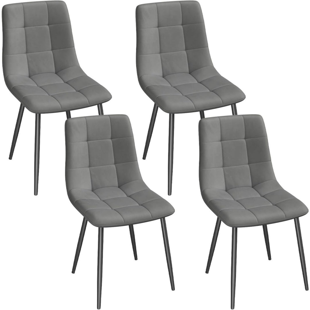 EUGAD Esszimmerstuehle 4er Set Gepolstert Samt Dunkelgrau Metallbeine Rueckenlehne 150 kg belastbar Fuer Kueche Fuer Wohnzimmer