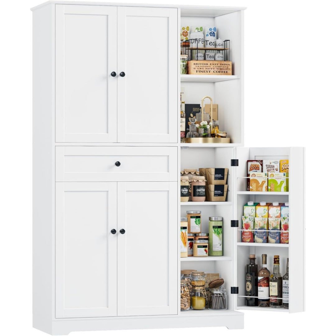 FirFurd Kuechenschrank mit Gewuerzregal Mehrzweckschrank Buffetschrank Kuechenschrank mit Schublade Vorratsschrank Buffetschrank Kuechenmoebel Hochschrank fuer Kueche Esszimmer Wohnzimmer