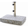 Nexos Trading Balkon-Sonnenschirmstaender Granit Eckig grau mit Griff Rollen Reduzierhuelsen Edelstahlrohr poliert 45 x 28 cm 25 kg Fuer Balkon-Schirme bis 3 m Granit grau weiss 25kg schwer Edelstahlhuelse  4-5cm mit Reduzierhuelsen