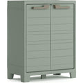 Keter Planet Outdoor Kunststoffschrank niedrig jadegruen 80 x 44 x 100 cm inkl 2 hoehenverstellbaren Boeden mit je 30kg Tragkraft fuer drinnen und draussen geeignet UV- und wasserbestaendig IPX3