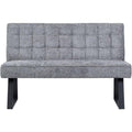 DUBI Moebel Sitzbank Clara 140 cm mit Federkernpolsterung - Moderne Esszimmerbank Grau - Gepolsterte Kuechenbank mit 15 cm Polsterung Metallbeinen Schwarz