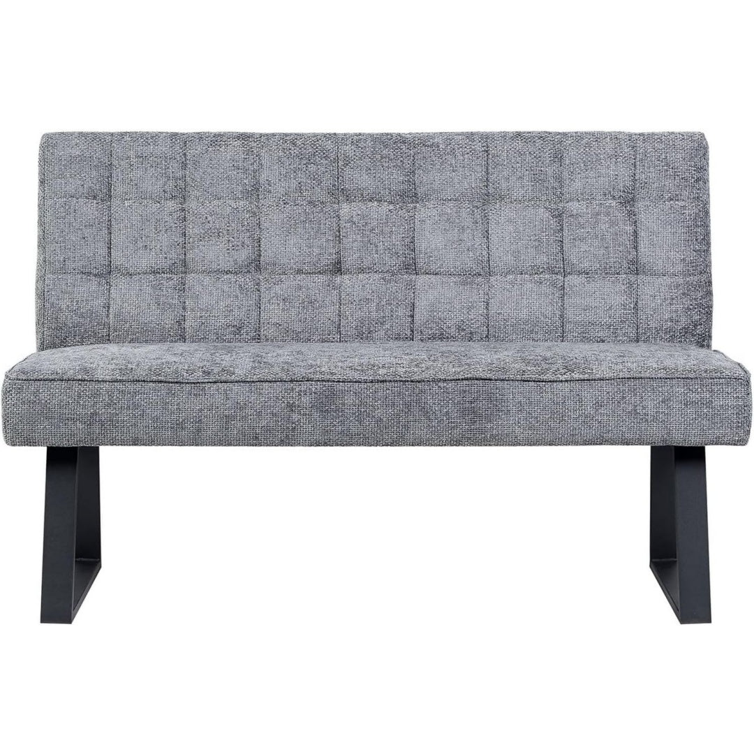 DUBI Moebel Sitzbank Clara 140 cm mit Federkernpolsterung - Moderne Esszimmerbank Grau - Gepolsterte Kuechenbank mit 15 cm Polsterung Metallbeinen Schwarz