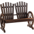 Outsunny 2-Sitzer Gartenbank mit Armlehne 108 x 66 x 95 cm Dunkelbraun Massivholz 250kg Belastbar Rustikale Bank Gartenmoebel fuer Garten Terrasse und Andere Aussenbereiche