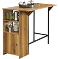 SoBuy Bartisch Kueche mit erweiterbarer Platte 2 Regalen 120x95x45-63cm Hochtisch mit Schrank 18 cm Erweiterung 75 kg Tragkraft platzsparend PBStahl fuer Kueche Wohnzimmer Bar FWT98-PF